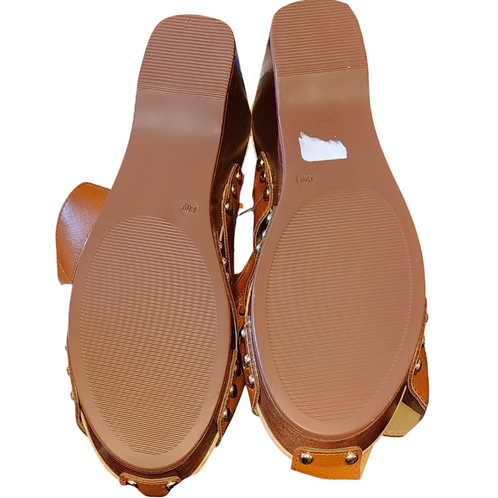 Comfort EST. 1946 Brown Faux Leather Gladiator Studded Wedge Sandals Size 11W - Picture 8 of 8
